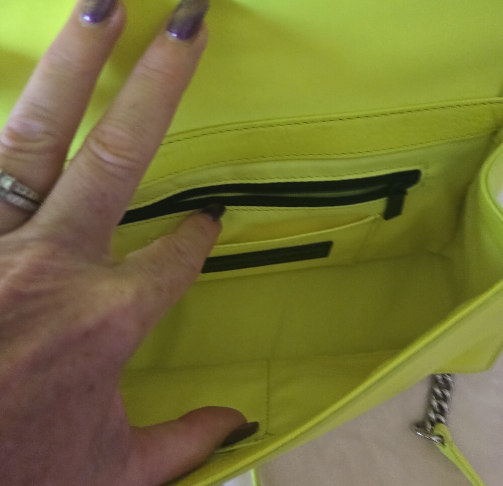 Rebecca Minkoff Neon Yellow Quilted Crossbody Shoulder Bag - Picture 7 of 7